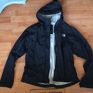 Black North Face raincoat